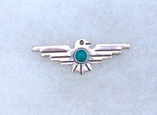 Fred Harvey Era Navajo Sterling Silver 925 Turquoise Thunderbird Brooch Pin - Additional view 3
