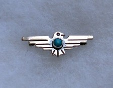Fred Harvey Era Navajo Sterling Silver 925 Turquoise Thunderbird Brooch Pin - Additional view 5