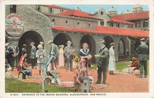 Postcard Entrance to the Fred Harvey Indian Building Albuquerque New Mexico