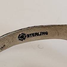 Vintage Fred Harvey Era Navajo Stamped Sterling Silver Cuff Bracelet W Abalone - Additional view 4