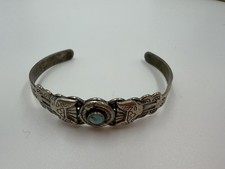 Fred Harvey Era Bracelet Snakes Bird Turquoise Blue Stamped Souvenir Southwest - Additional view 1