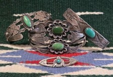 Fred Harvey Thunderbird Silver Jewelry Lot - Bell Trading - Cerillos Turquoise