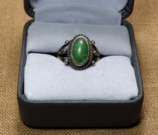 Fred Harvey Era Native American Silver & Turquoise Childs Ring. sz 4 1/2 - Additional view 1