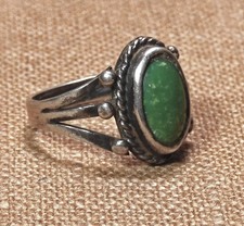 Fred Harvey Era Native American Silver & Turquoise Childs Ring. sz 4 1/2 - Additional view 2