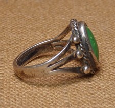 Fred Harvey Era Native American Silver & Turquoise Childs Ring. sz 4 1/2 - Additional view 5