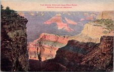 Grand Canyon Arizona AZ View from Pima Point Lookout Fred Harvey Postcard