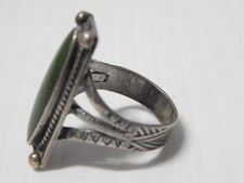 IMPRESSIVE ANTIQUE NAVAJO PRE-FRED HARVEY STERLING SILVER TURQUOISE RING sz:6+ - Additional view 1
