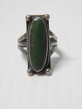 IMPRESSIVE ANTIQUE NAVAJO PRE-FRED HARVEY STERLING SILVER TURQUOISE RING sz:6+