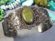 Fred Harvey Era NAVAJO webbd CERRILLOS TURQUOISE Coin Silver FRIENDSHIP Bracelet - Additional view 2