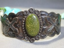 Fred Harvey Era NAVAJO webbd CERRILLOS TURQUOISE Coin Silver FRIENDSHIP Bracelet - Additional view 12