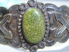 Fred Harvey Era NAVAJO webbd CERRILLOS TURQUOISE Coin Silver FRIENDSHIP Bracelet - Additional view 4