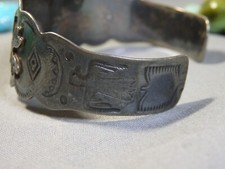 Fred Harvey Era NAVAJO webbd CERRILLOS TURQUOISE Coin Silver FRIENDSHIP Bracelet - Additional view 7