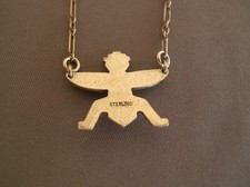 Fred Harvey Era Navajo Sterling Silver Turquoise Knifewing Pendant Necklace - Additional view 2