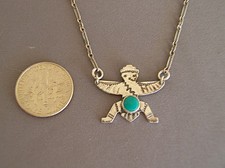 Fred Harvey Era Navajo Sterling Silver Turquoise Knifewing Pendant Necklace - Additional view 3