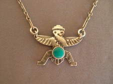 Fred Harvey Era Navajo Sterling Silver Turquoise Knifewing Pendant Necklace