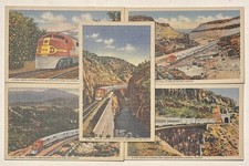 Santa Fe Streamliner Train 1940s Unused Fred Harvey Postcards x5