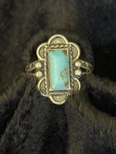 Vtg The Maisels Co. STERLING SILVER & TURQUOISE Fred Harvey Era Ring Sz 4 - Additional view 1