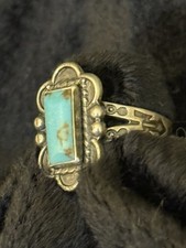Vtg The Maisels Co. STERLING SILVER & TURQUOISE Fred Harvey Era Ring Sz 4 - Additional view 2