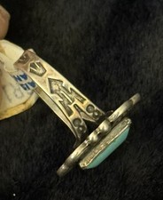 Vtg The Maisels Co. STERLING SILVER & TURQUOISE Fred Harvey Era Ring Sz 4 - Additional view 3