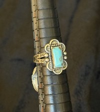 Vtg The Maisels Co. STERLING SILVER & TURQUOISE Fred Harvey Era Ring Sz 4 - Additional view 9