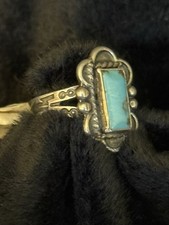 Vtg The Maisels Co. STERLING SILVER & TURQUOISE Fred Harvey Era Ring Sz 4