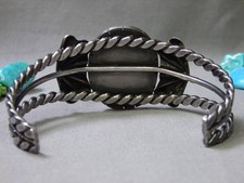 Fred Harvey Era NAVAJO Natural TURQUOISE Mountain TURQUOISE Coin Silver 40g CUFF - Additional view 6