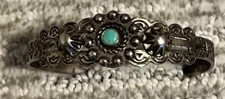 Antique Old Pawn Fred Harvey Era Sterling Silver Turquoise Cuff Bracelet Arrows - Additional view 1