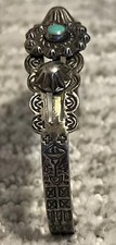 Antique Old Pawn Fred Harvey Era Sterling Silver Turquoise Cuff Bracelet Arrows - Additional view 2