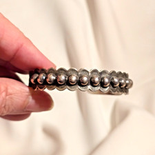 FRED HARVEY ERA 1940s-50s 14-DOME SCALLOPED & STAMPED CUFF BRACELET; RARE - Additional view 1