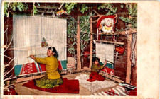 Navajo Mother and Child Weaving Indian Building Albuquerque NM Fred Harvey PC