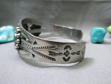 Fred Harvey Era NAVAJO Natural Nevada TURQUOISE Coin Silver MANY MOONS Bracelet - Additional view 6