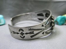 Fred Harvey Era NAVAJO Natural Nevada TURQUOISE Coin Silver MANY MOONS Bracelet - Additional view 7