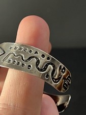 Native American Fred Harvey Era Sterling Silver Turquoise Snake Cuff Bracelet - Additional view 2