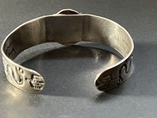 Native American Fred Harvey Era Sterling Silver Turquoise Snake Cuff Bracelet - Additional view 13