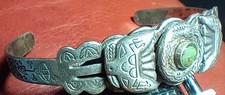 Old Pawn Fred Harvey Navajo Sterling Silver Turquoise Thunderbird Snake Bracelet - Additional view 3