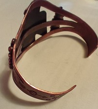VTG Turquoise & Copper Thunderbird Fred Harvey Style Stamped Cuff Bracelet Bell - Additional view 3