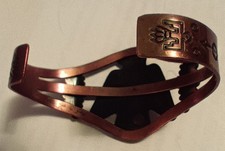 VTG Turquoise & Copper Thunderbird Fred Harvey Style Stamped Cuff Bracelet Bell - Additional view 4