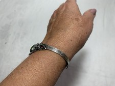 Vintage Native American Sterling Silver Fred Harvey Era Turquoise Bracelet - Additional view 4