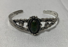 Vintage Native American Sterling Silver Fred Harvey Era Turquoise Bracelet - Additional view 9
