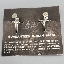 NOS Dainty Fred Harvey Era Sterling Silver Beaded Dome Screw Back Earrings 3.5g - Additional view 1