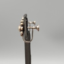 NOS Dainty Fred Harvey Era Sterling Silver Beaded Dome Screw Back Earrings 3.5g - Additional view 4