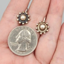 NOS Dainty Fred Harvey Era Sterling Silver Beaded Dome Screw Back Earrings 3.5g - Additional view 9