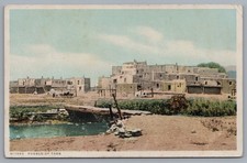 Pueblo At Taos New Mexico Fred Harvey Phostint Postcard