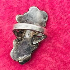 Old Pawn Sterling Silver Native American Fred Harvey Turquoise Coral Ring Size 7 - Additional view 15