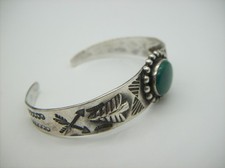 Vintage Navajo Fred Harvey Era Turquoise Sterling Silver Bracelet - Additional view 12