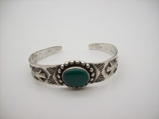 Vintage Navajo Fred Harvey Era Turquoise Sterling Silver Bracelet - Additional view 3