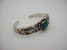 Vintage Navajo Fred Harvey Era Turquoise Sterling Silver Bracelet - Additional view 5
