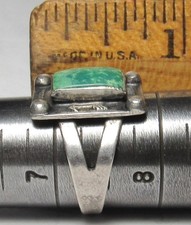 Navajo Fred Harvey Era ARROW Sterling Silver SQUARE Green TURQUOISE Ring sz7.5 - Additional view 20
