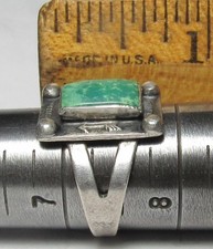 Navajo Fred Harvey Era ARROW Sterling Silver SQUARE Green TURQUOISE Ring sz7.5 - Additional view 21