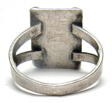 Navajo Fred Harvey Era ARROW Sterling Silver SQUARE Green TURQUOISE Ring sz7.5 - Additional view 8